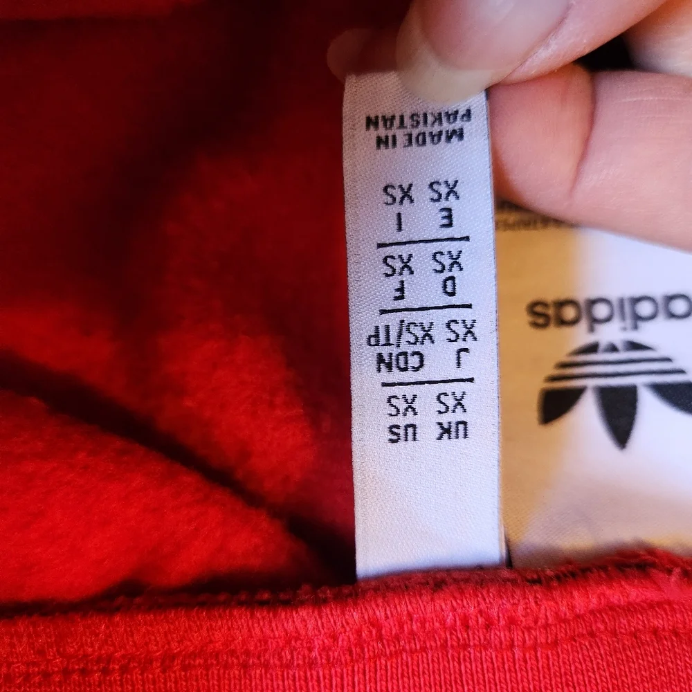 Adidas Originals 3-Stripes Joggers Red White XS Fleece Track Pants - Picture 7 of 9
